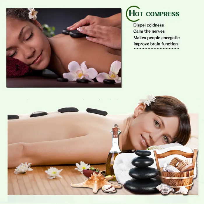 Couples Natural Basalt Hot Massage Stone Set 24 pcs with heating box ShhhAE