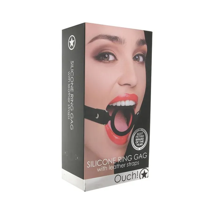 Fairvillacom Couples Ouch Silicone Ring Gag With Leather Straps Black