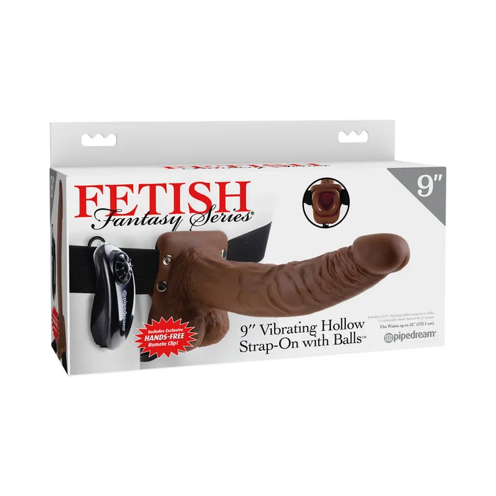 Fetish Fantasy Series 9Inch Vibrating Hollow Strapon With Balls Brown Fairvillacom Female Sex Toys
