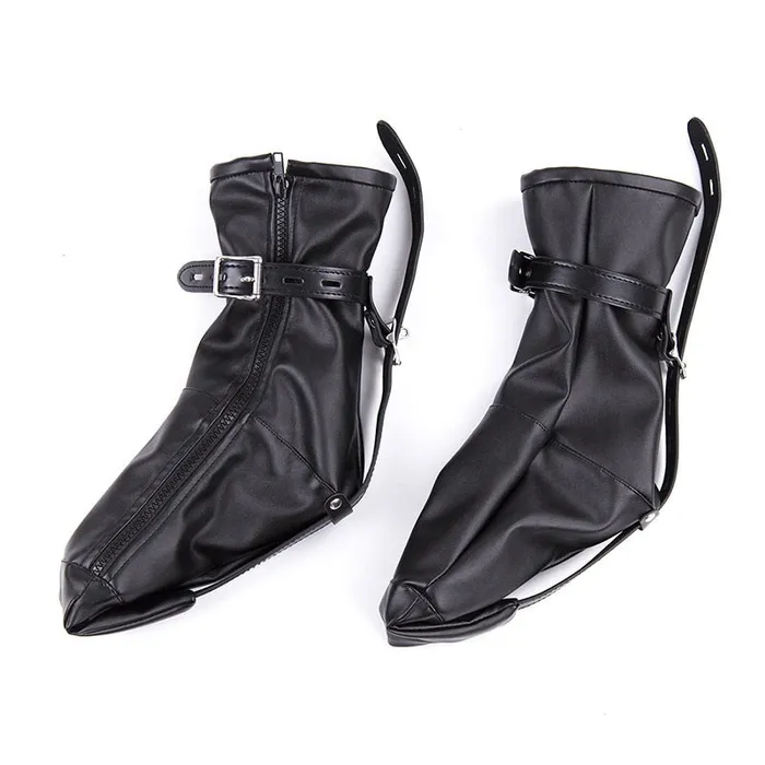 ShhhOb Male Sex Toys Soft Leather padded bootie socks for Women Ankle length with zip buckle adjustment