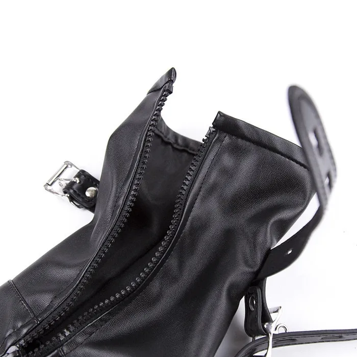 ShhhOb Male Sex Toys Soft Leather padded bootie socks for Women Ankle length with zip buckle adjustment