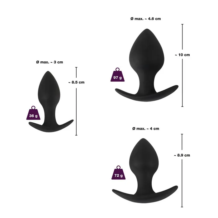 You2Toys Anal Black Velvet Silicone Three Piece Anal Training Set You2Toys Anal Black Velvet Silicone Three Piece Anal Training Set